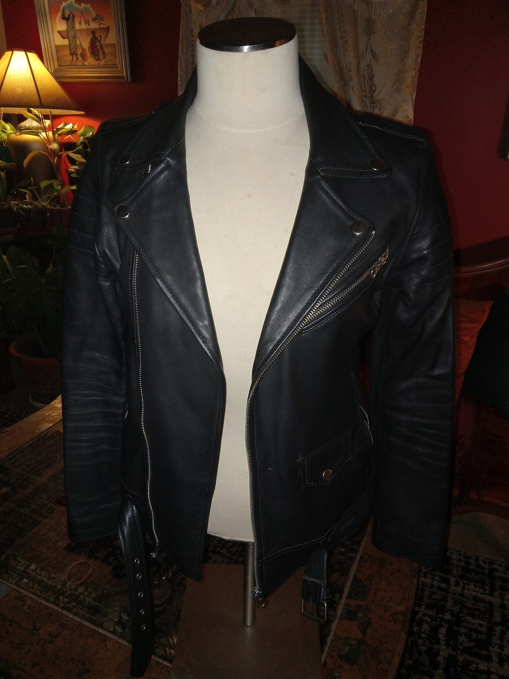 Black Leather Moto Jacket - Women's Classic Biker Coat
